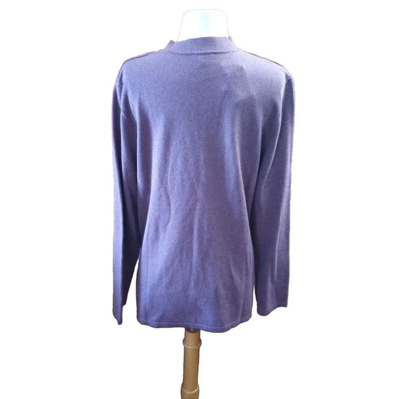 J Jill Silk Blend Top Size L Purple Button Long Sleeve Shirt NWT - Picture 5 of 9